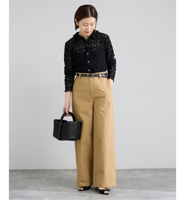 IENA「《追加》Flowerストレッチレース ポロシャツ」|Tシャツ・カットソー|