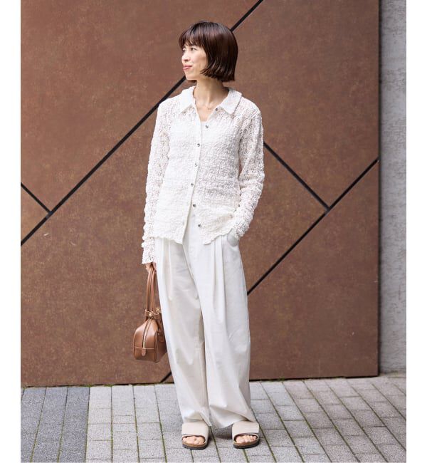 IENA「《追加》Flowerストレッチレース ポロシャツ」|Tシャツ・カットソー|