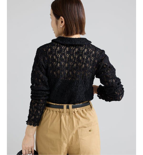 IENA「《追加》Flowerストレッチレース ポロシャツ」|Tシャツ・カットソー|