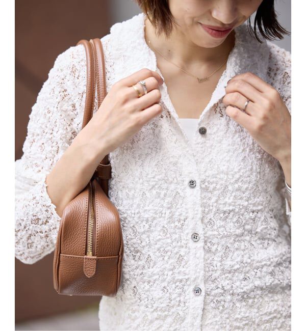 IENA「《追加》Flowerストレッチレース ポロシャツ」|Tシャツ・カットソー|ホワイト