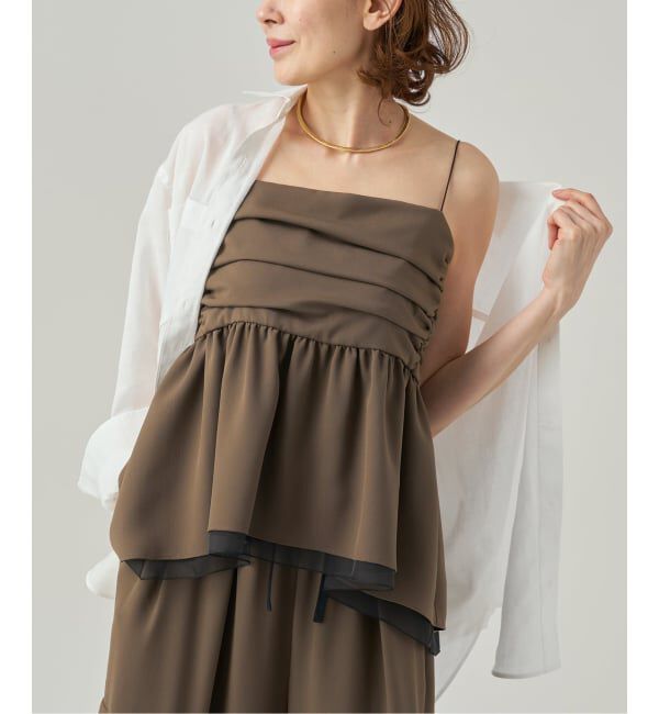 VERMEIL par iena「Tiered キャミトップ」|キャミソール|ブラウン