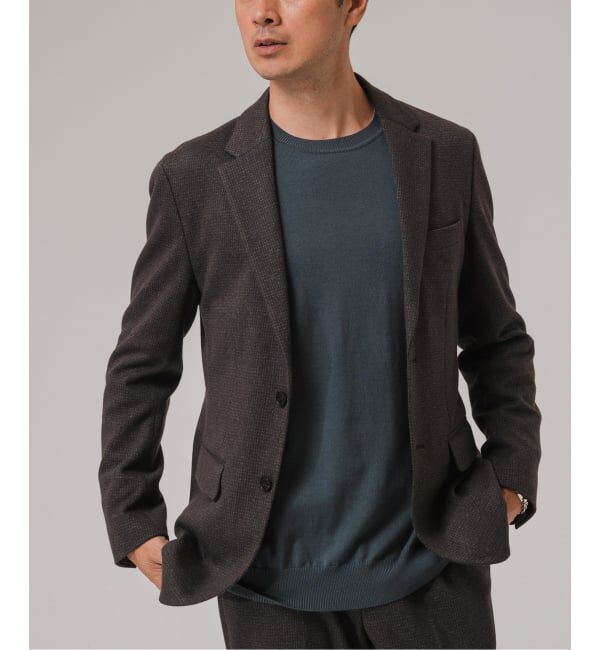 EDIFICE「コットン/ウール ジャージー 2ボタン ジャケット【セットアップ着用可】」|テーラードジャケット|グレー
