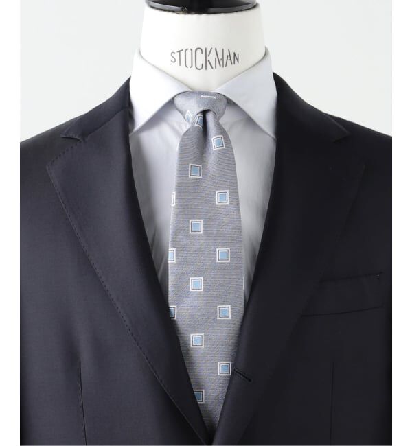 EDIFICE「FRANCO BASSI (フランコ バッシ) Small Square Pattern タイ」|ネクタイ・蝶ネクタイ|ネイビー C