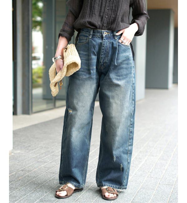 Spick and Span「《WEB限定 / 追加2》5 1/2 TUCKBARREL DENIM」|デニム|ブルー