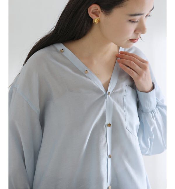  「【洗える】Vネックシアーシャツ」|シャツ・ブラウス|