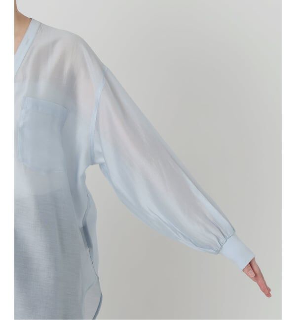  「【洗える】Vネックシアーシャツ」|シャツ・ブラウス|