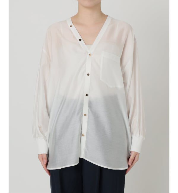  「【洗える】Vネックシアーシャツ」|シャツ・ブラウス|