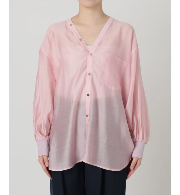  「【洗える】Vネックシアーシャツ」|シャツ・ブラウス|