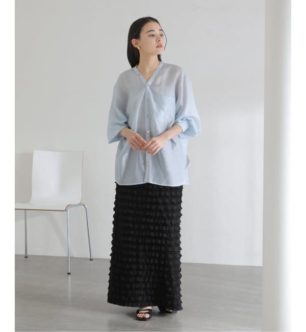  「【洗える】Vネックシアーシャツ」|シャツ・ブラウス|