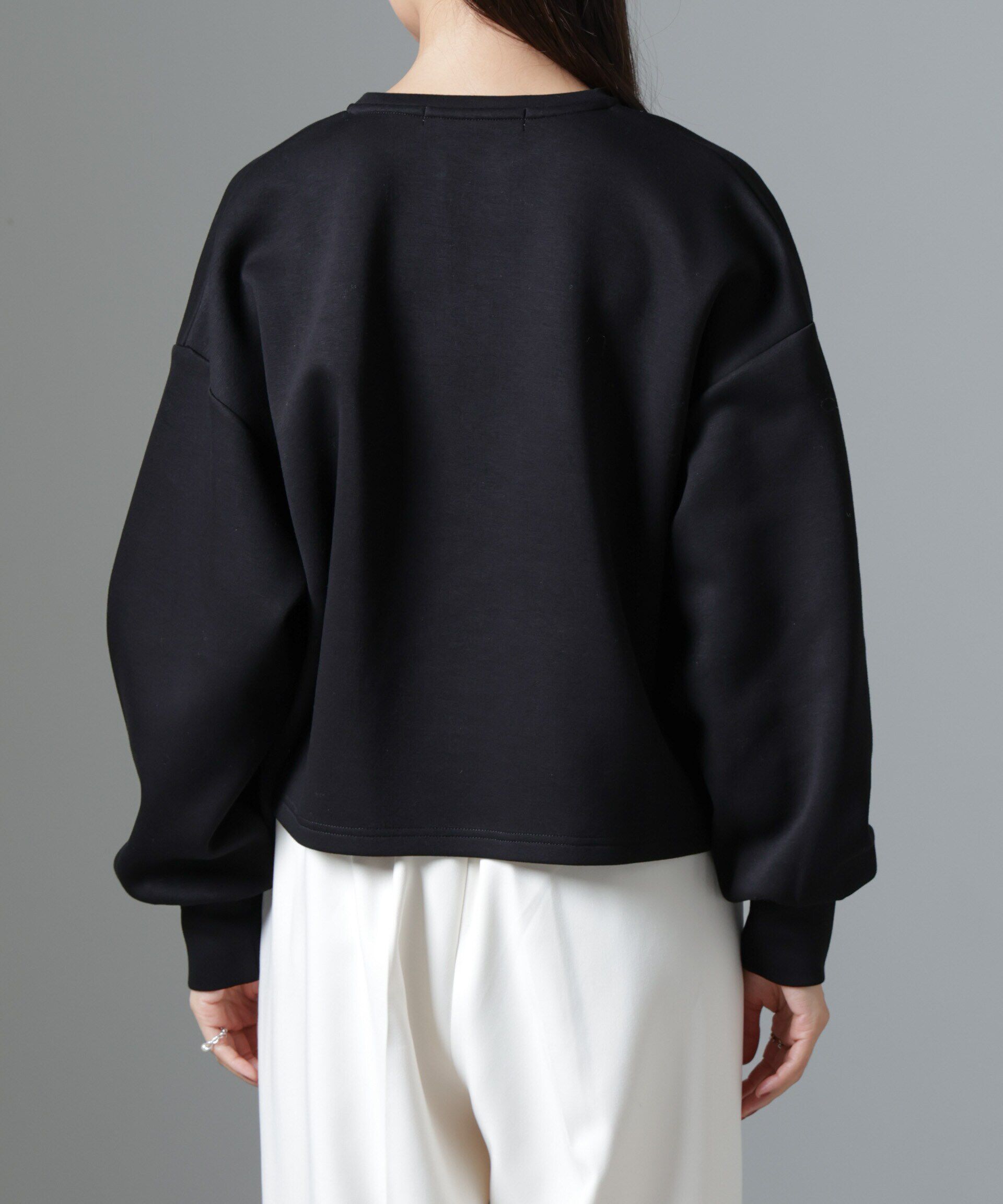 nano･universe「裏起毛ダンボールカットキーネックトップス（セットアップ可）」|Tシャツ・カットソー|