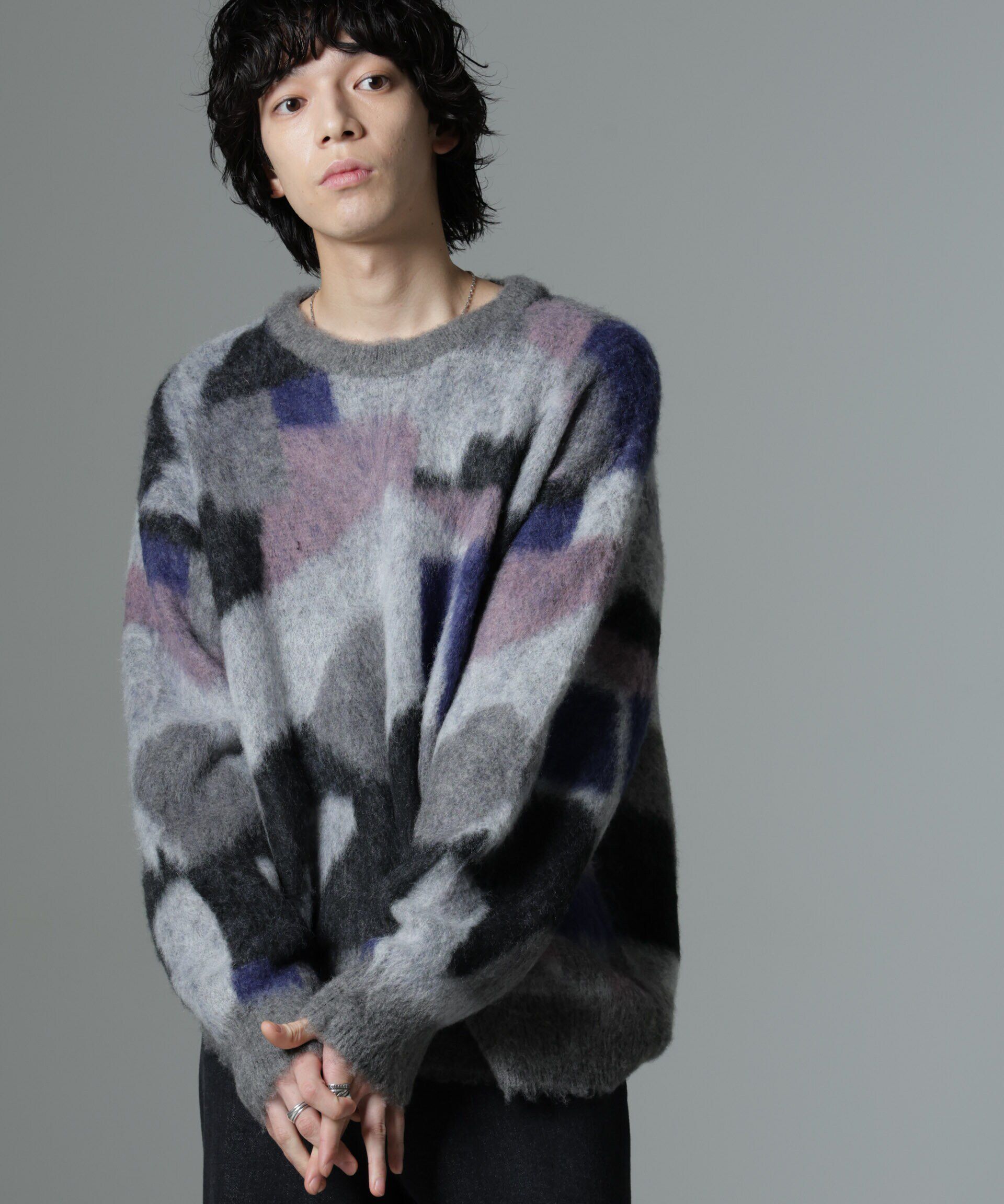 nano･universe「「着るアート」YUTAKA KAWAIクルーネックモヘヤミックスニット」|ニット・セーター|パターン1