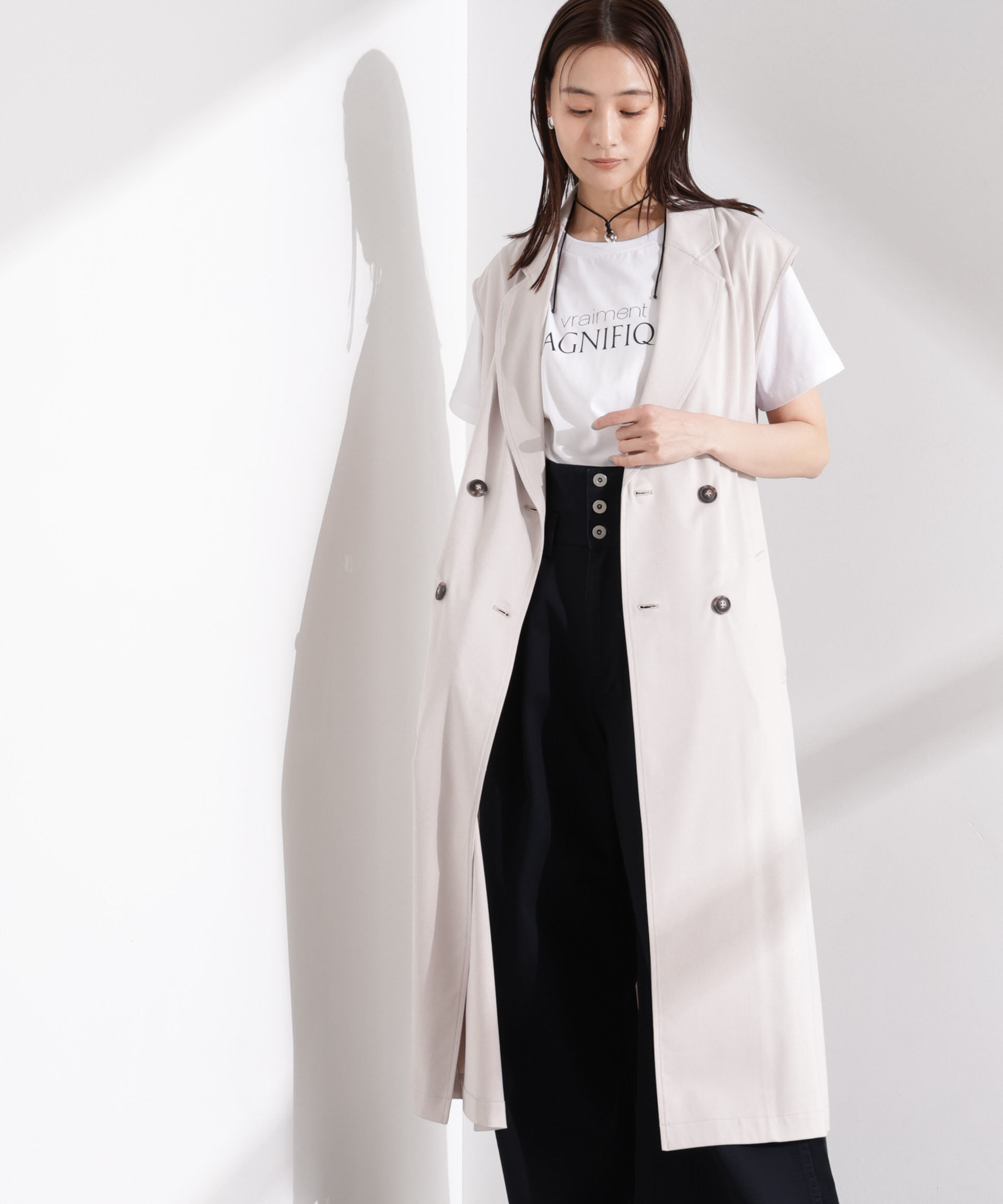 nano･universe「ダブルボタンロングジレ」|テーラードジャケット|