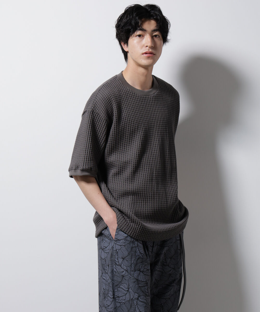 nano･universe「オニワッフルビッグTシャツ 五分袖」|Tシャツ・カットソー|