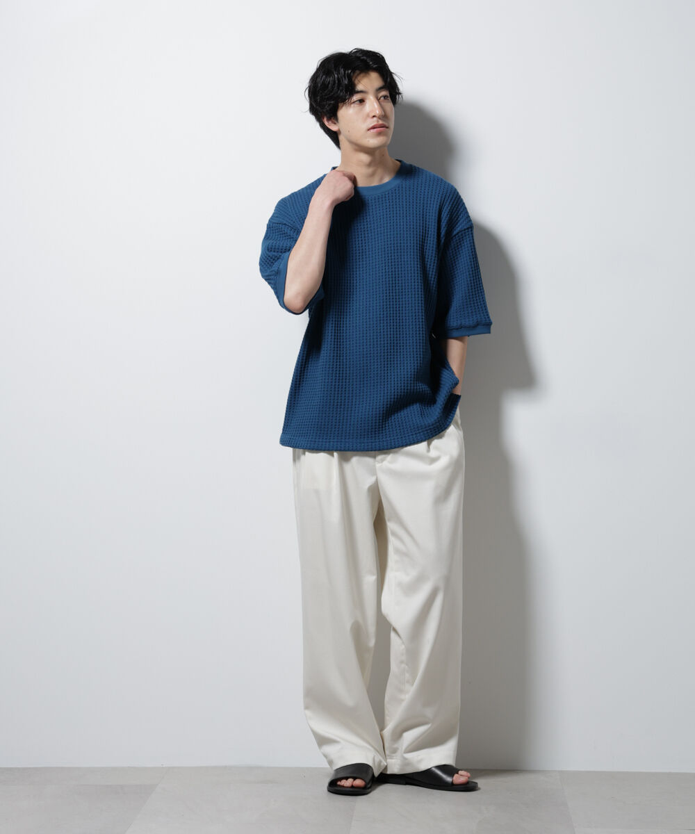 nano･universe「オニワッフルビッグTシャツ 五分袖」|Tシャツ・カットソー|