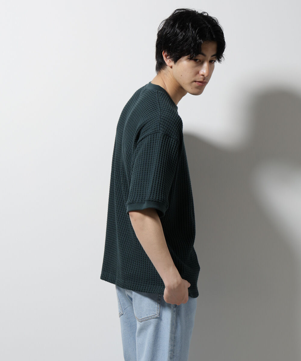 nano･universe「オニワッフルビッグTシャツ 五分袖」|Tシャツ・カットソー|