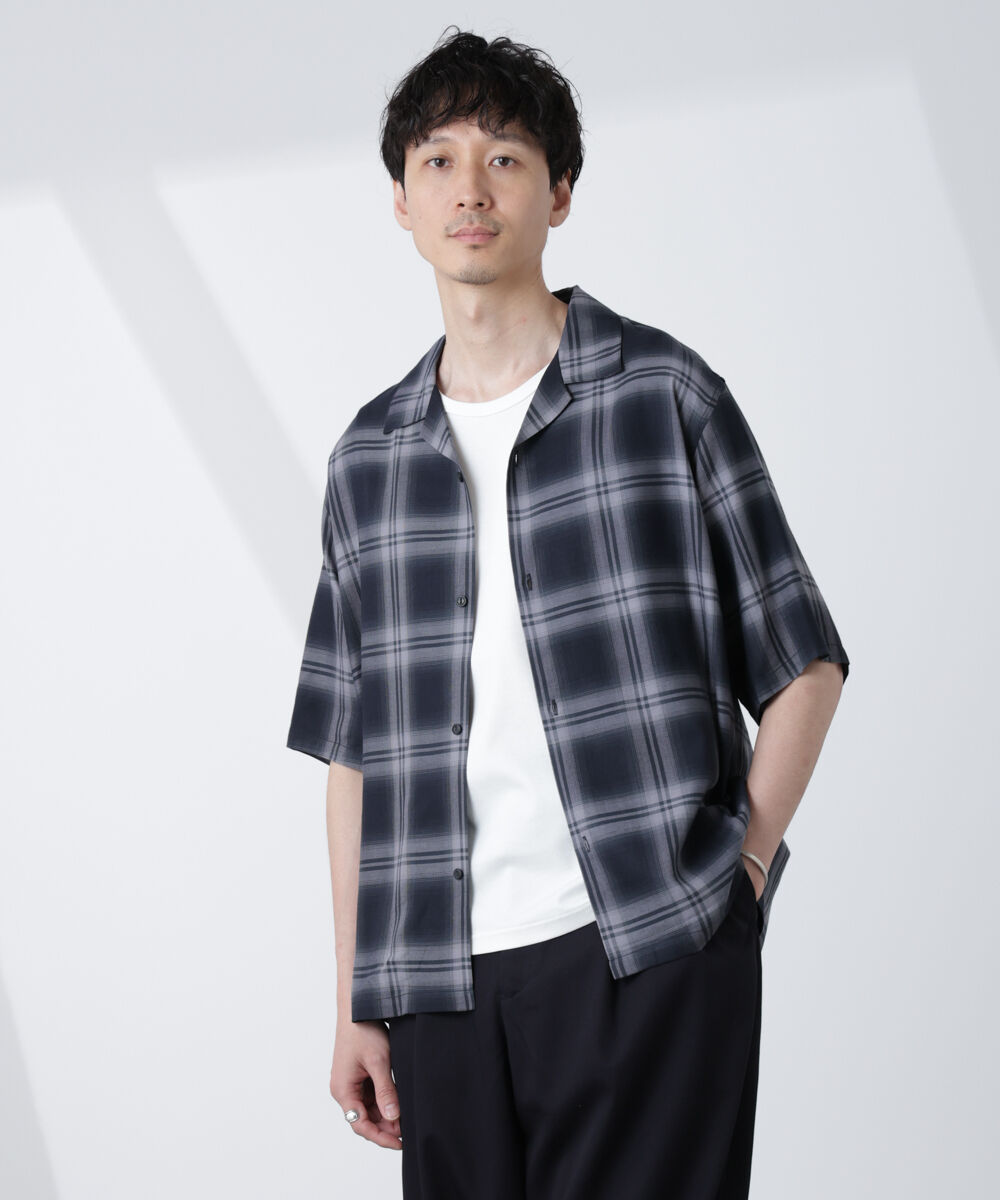 nano･universe「オリジナルパターンオンブレーシャツ 半袖」|シャツ・ブラウス|