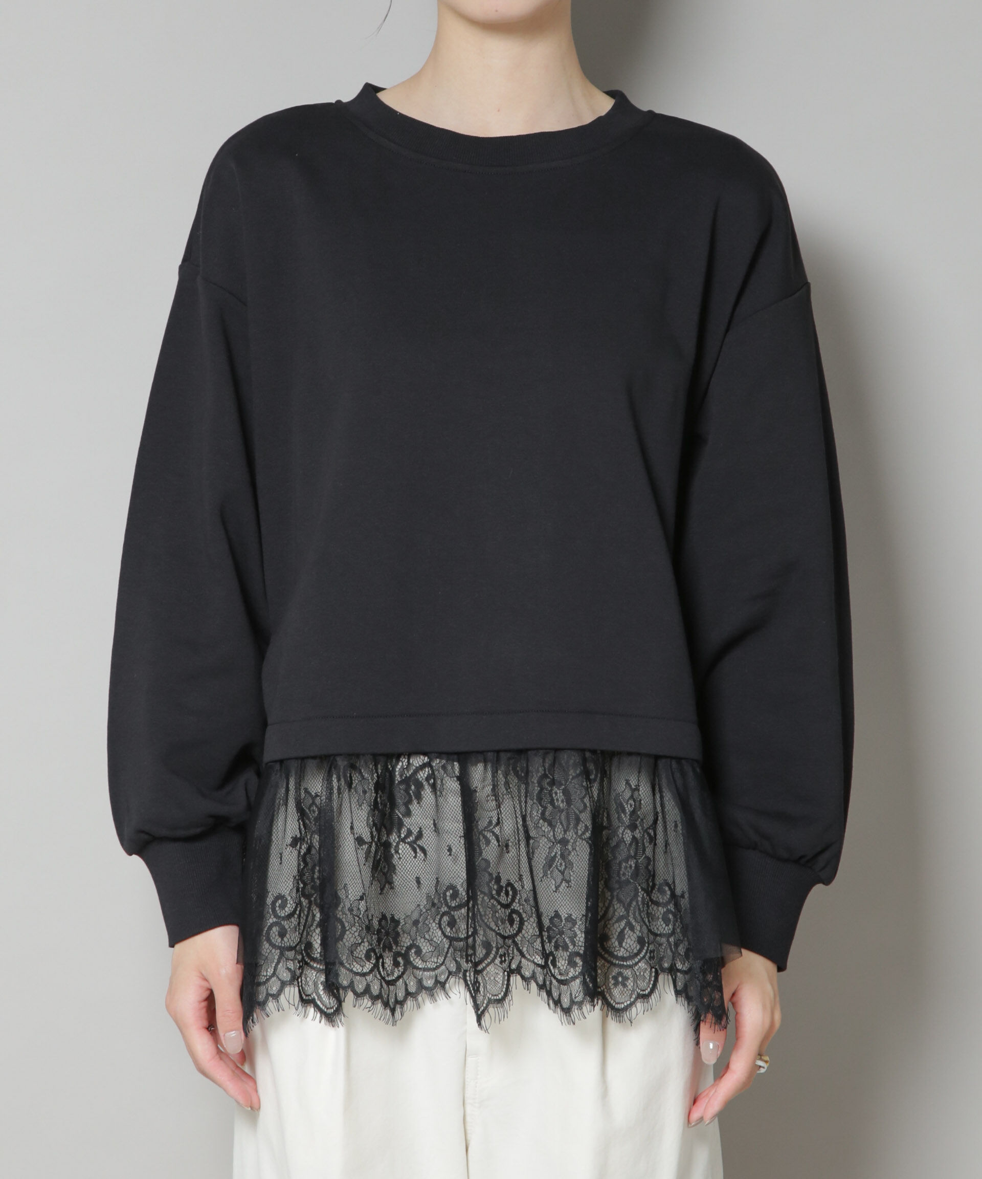 nano･universe「裾レースコンビペプラムカットトップス」|Tシャツ・カットソー|