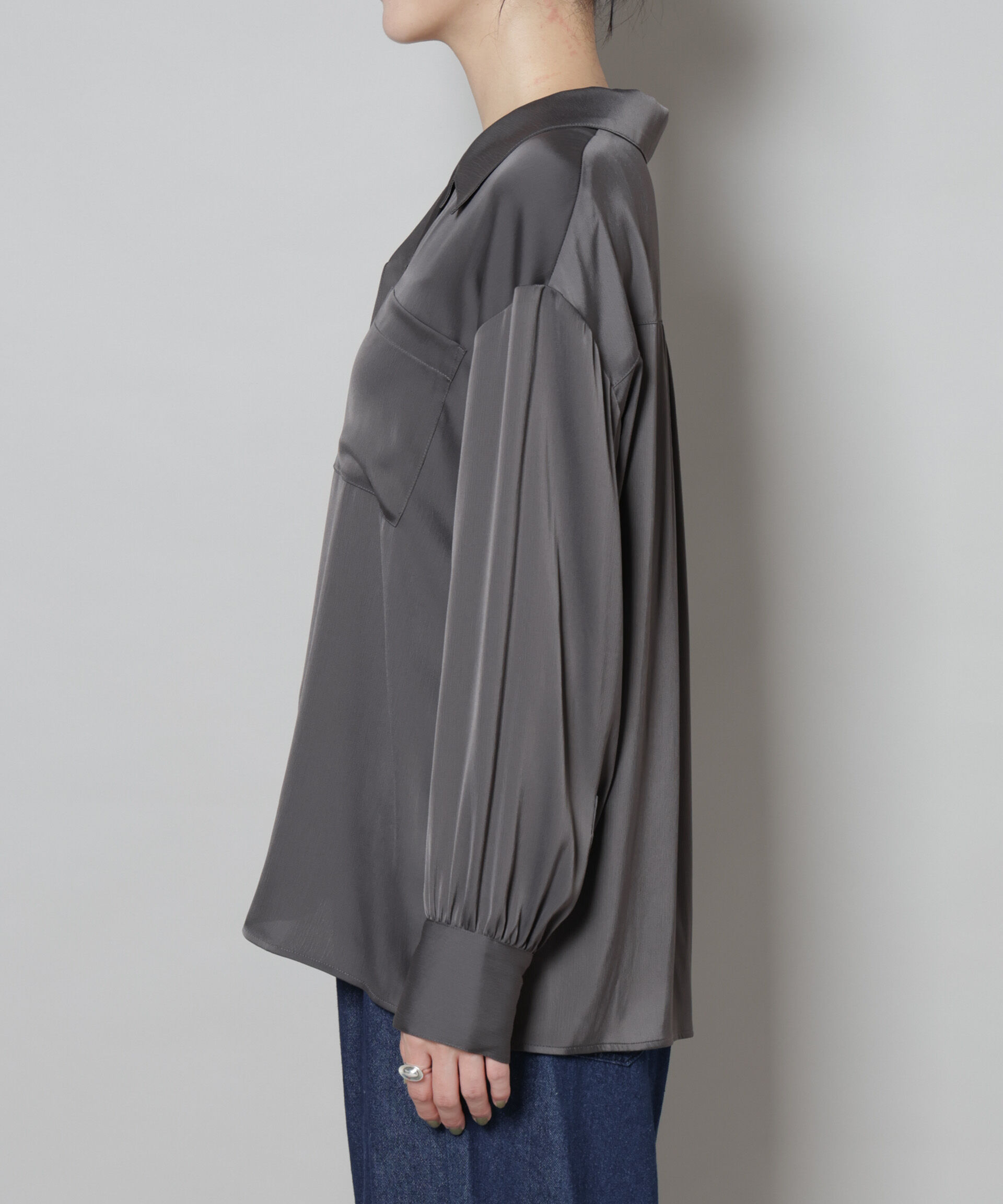 nano･universe「サテンオープンカラーシャツ(セットアップ可)」|シャツ・ブラウス|