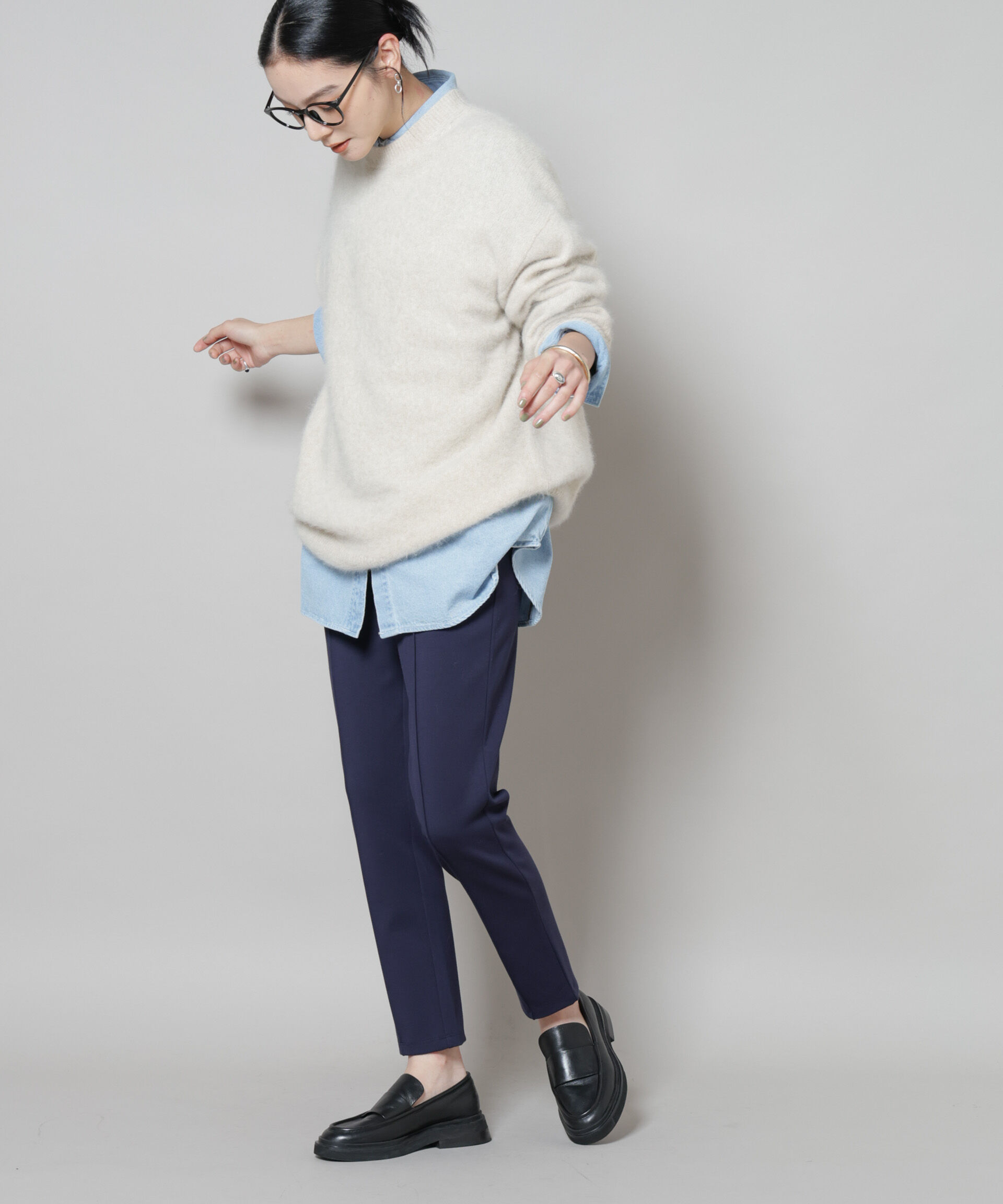 nano･universe「ピンタックポンチスリムパンツ」|チノ|