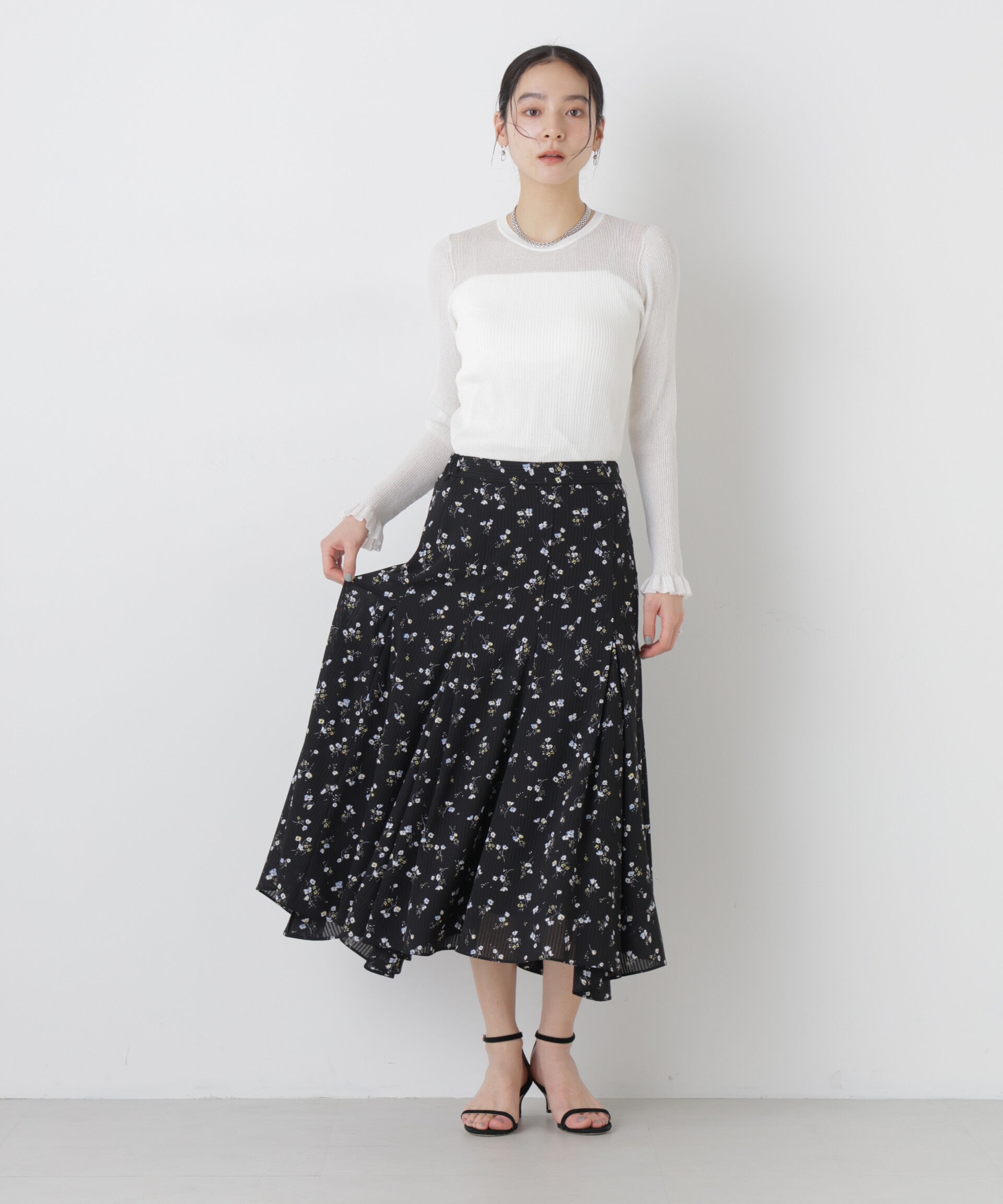 nano･universe「シアーリブフリルカフニット」|ニット・セーター|