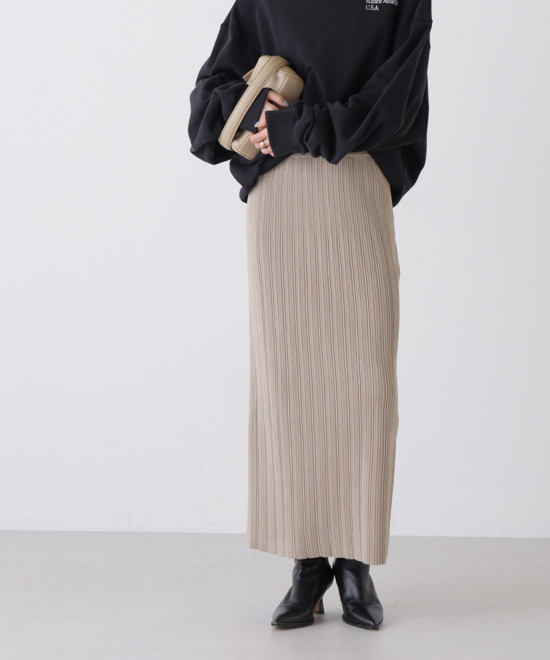 nano･universe「プリーツニットナロースカート(セットアップ可)」|スカート|