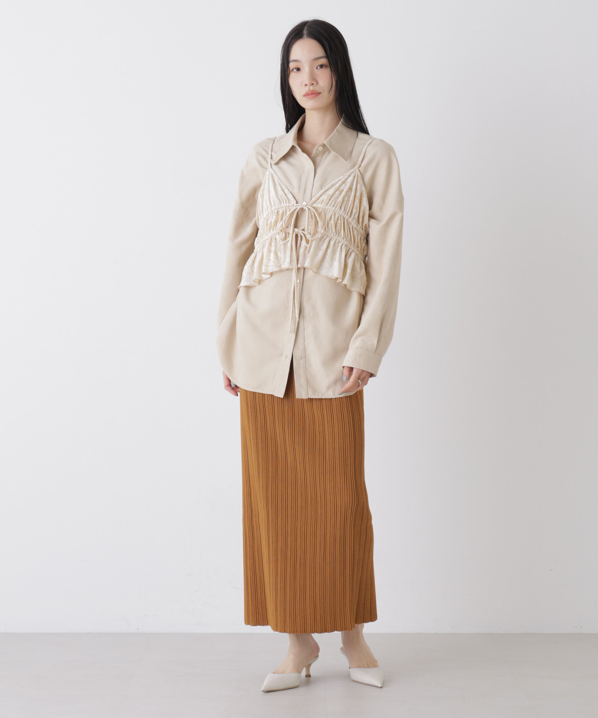 nano･universe「プリーツニットナロースカート(セットアップ可)」|スカート|