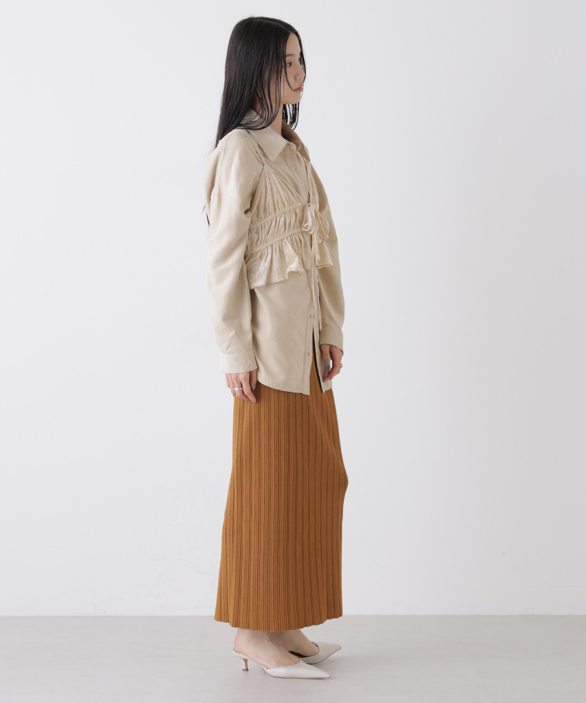 nano･universe「プリーツニットナロースカート(セットアップ可)」|スカート|