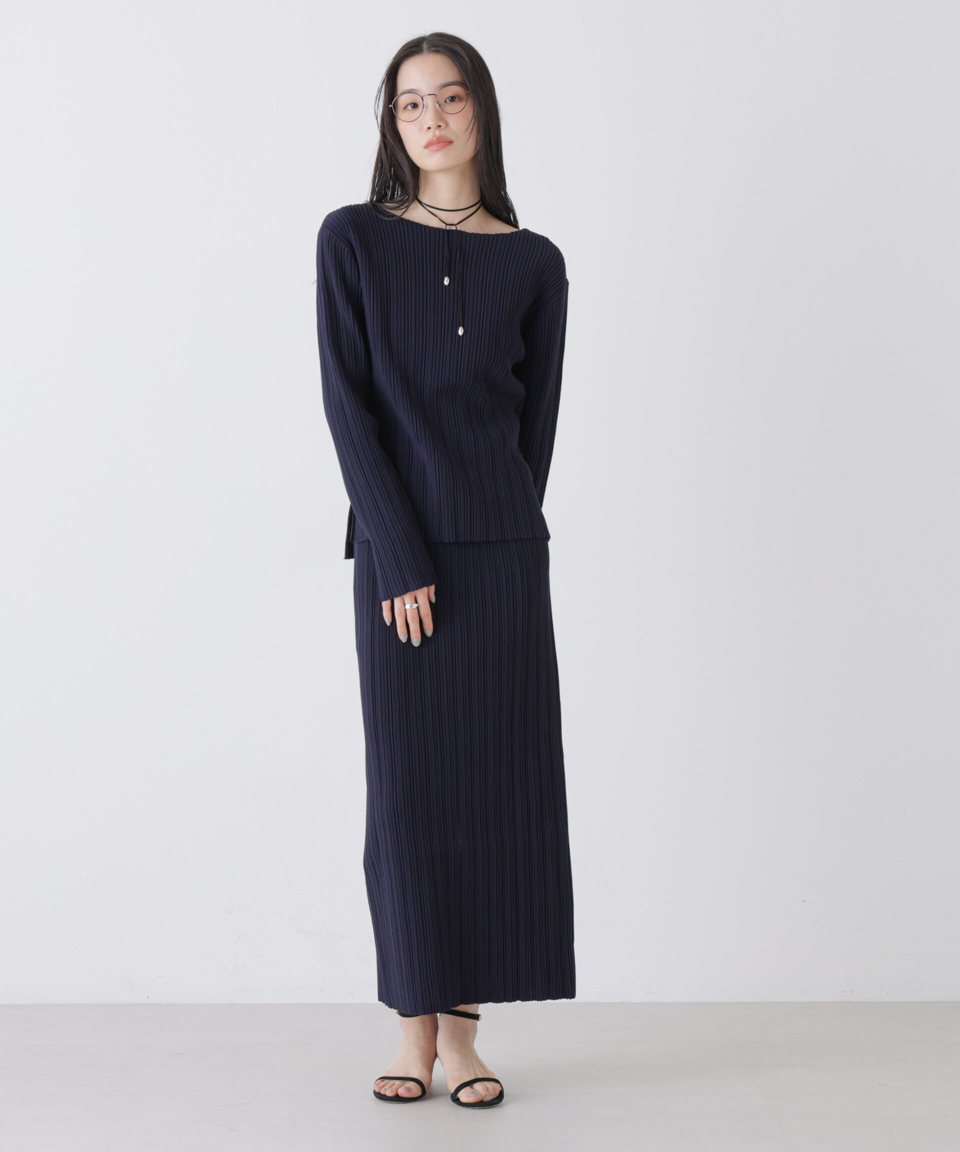 nano･universe「プリーツニットナロースカート(セットアップ可)」|スカート|