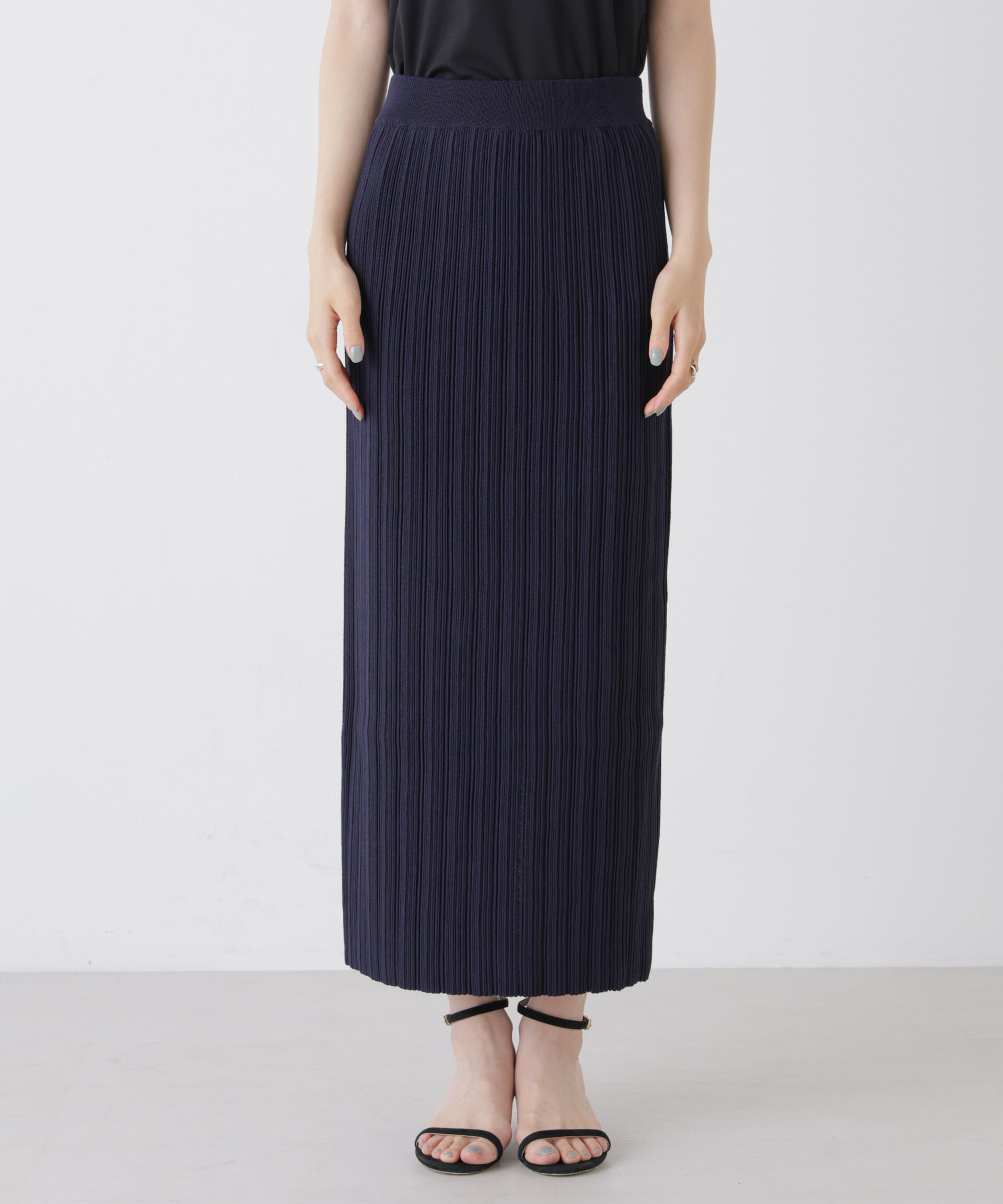 nano･universe「プリーツニットナロースカート(セットアップ可)」|スカート|