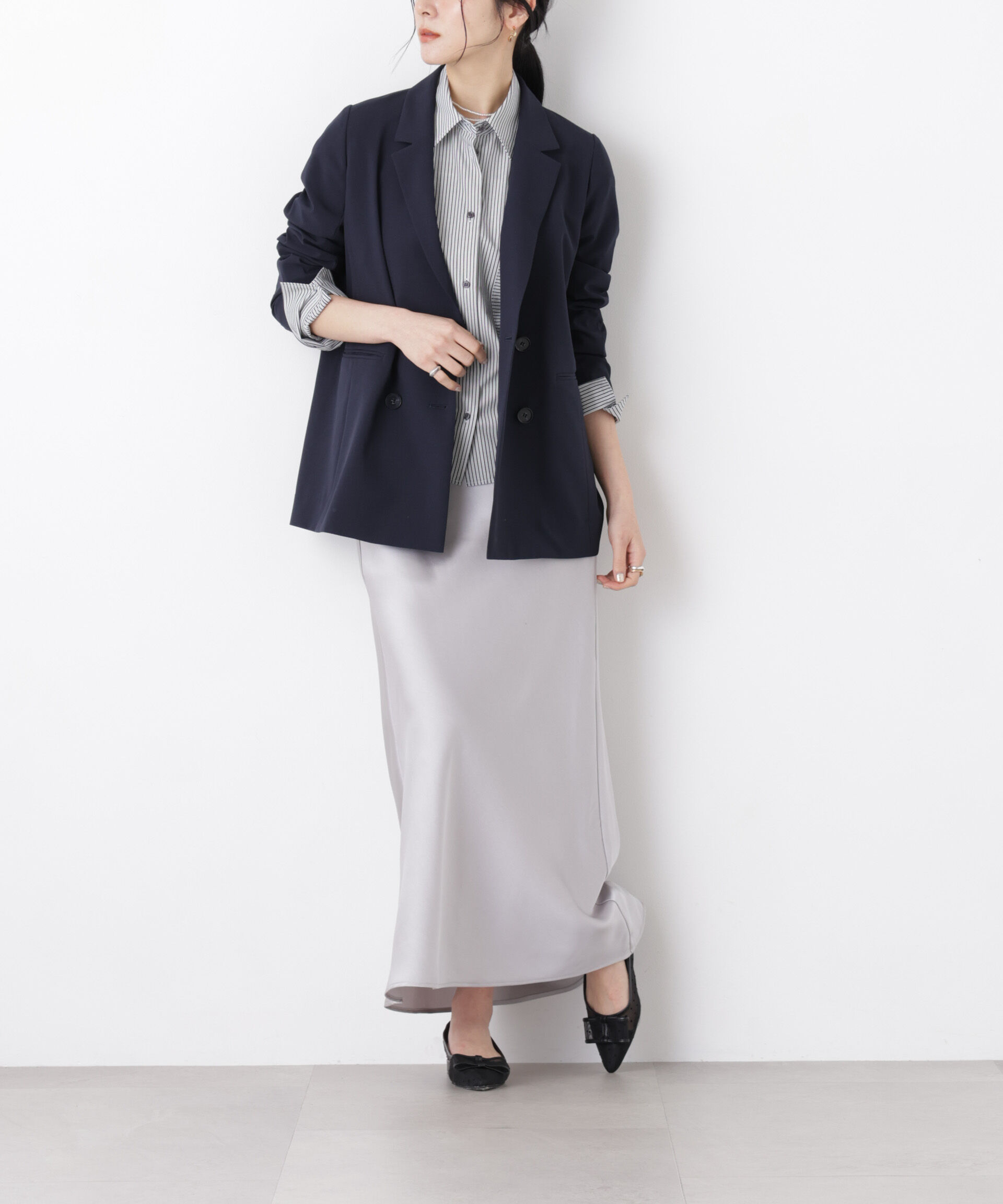 nano･universe「サテンナロースカート」|スカート|