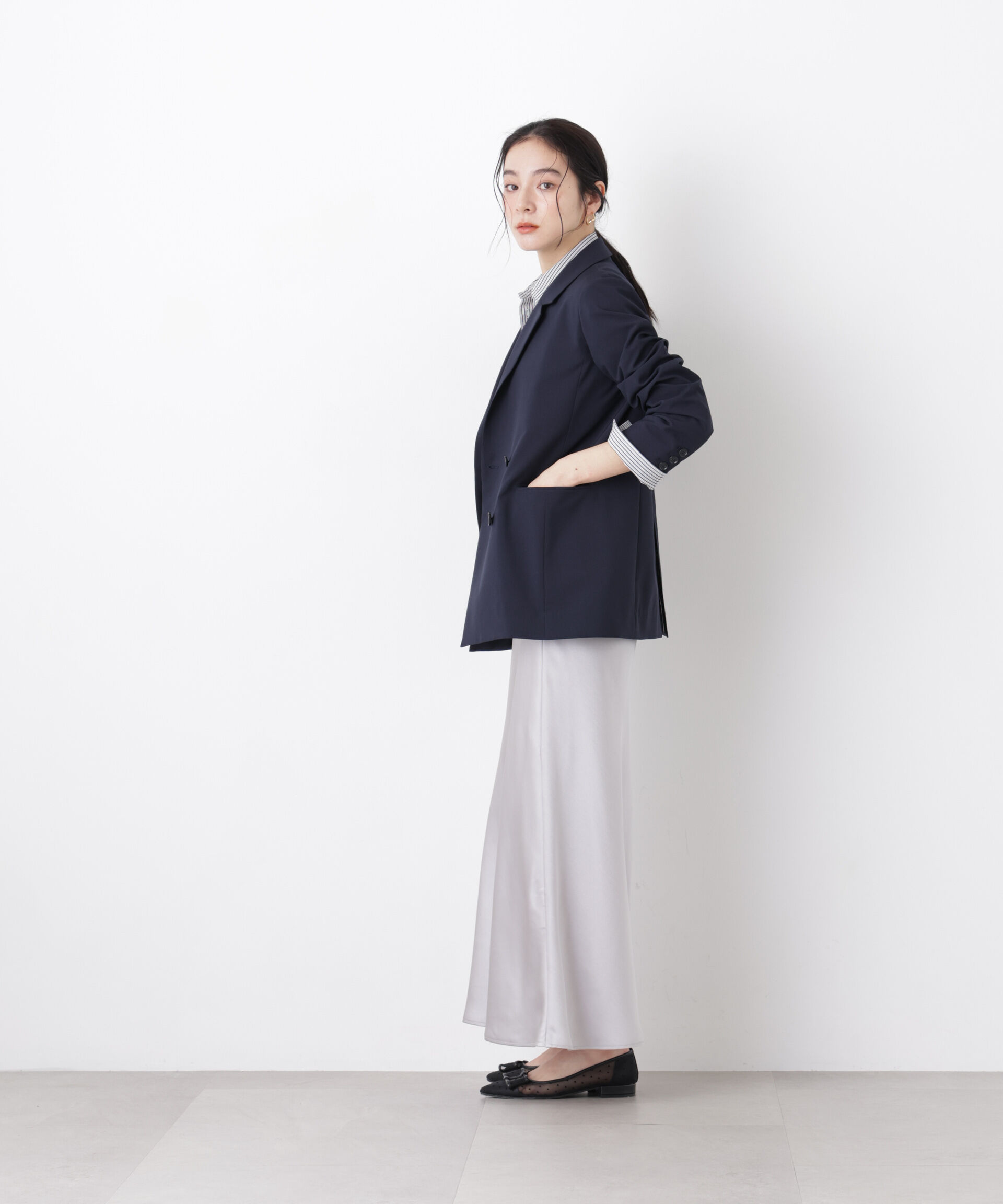 nano･universe「サテンナロースカート」|スカート|