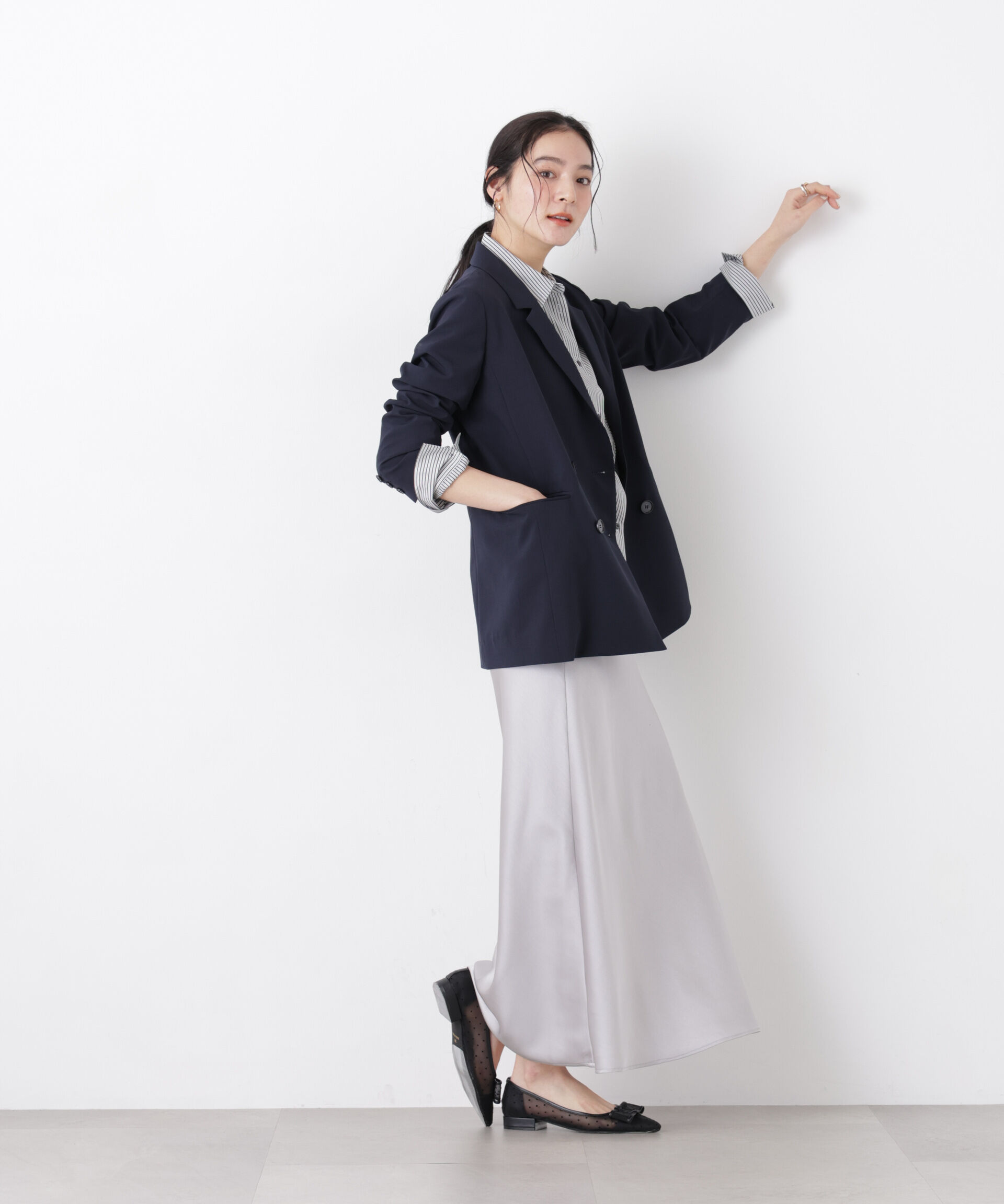 nano･universe「サテンナロースカート」|スカート|