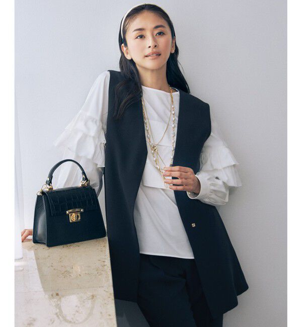 自由区「【セットアップ対応・洗える】トリアセダブルクロス ジレ」|ベスト・ジレ|ネイビー系