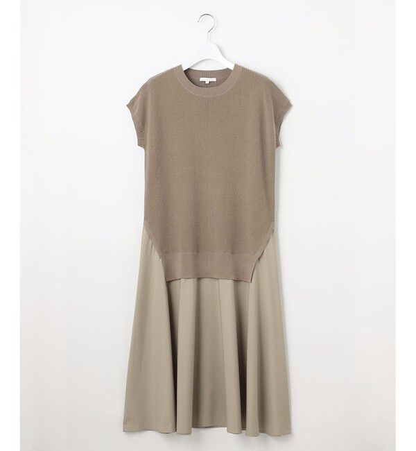 自由区「【カタログ掲載・洗える】ハイツイストコットンアセテート異素材コンビ ワンピース」|ワンピース|