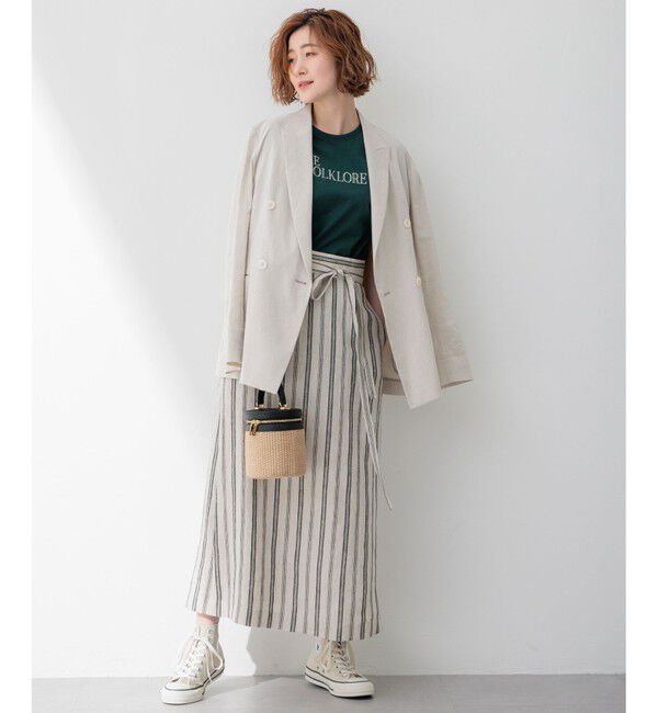 23区「【セットアップ対応/洗える】リネンレーヨンストレッチ ダブル ジャケット」|テーラードジャケット|