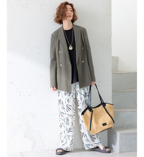 23区「【セットアップ対応/洗える】リネンレーヨンストレッチ ダブル ジャケット」|テーラードジャケット|