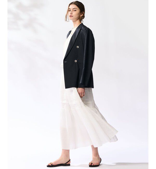 23区「【セットアップ対応/洗える】リネンレーヨンストレッチ ダブル ジャケット」|テーラードジャケット|