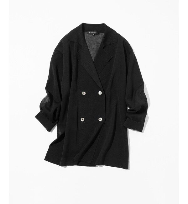 23区「【洗える】シアー ダブルブレスト ニット ジャケット」|テーラードジャケット|