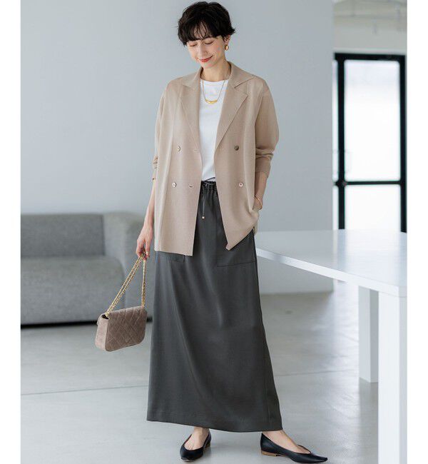 23区「【洗える】シアー ダブルブレスト ニット ジャケット」|テーラードジャケット|