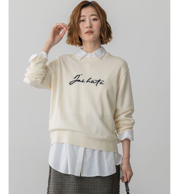 23区「【洗える】インターシャ ロゴ ニット」|ニット・セーター|アイボリー系