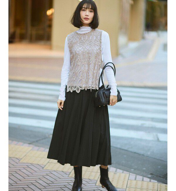 23区「エンブロイダリーレース ニットベスト」|ベスト・ジレ|