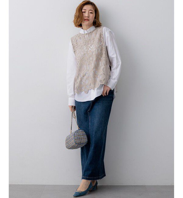 23区「エンブロイダリーレース ニットベスト」|ベスト・ジレ|