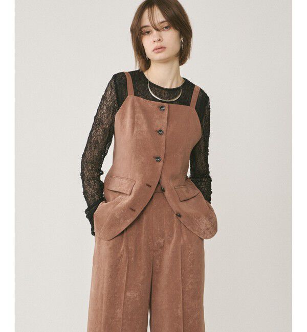 GRACE CONTINENTAL「クラッシュサテンキャミトップ」|キャミソール|ブラウン