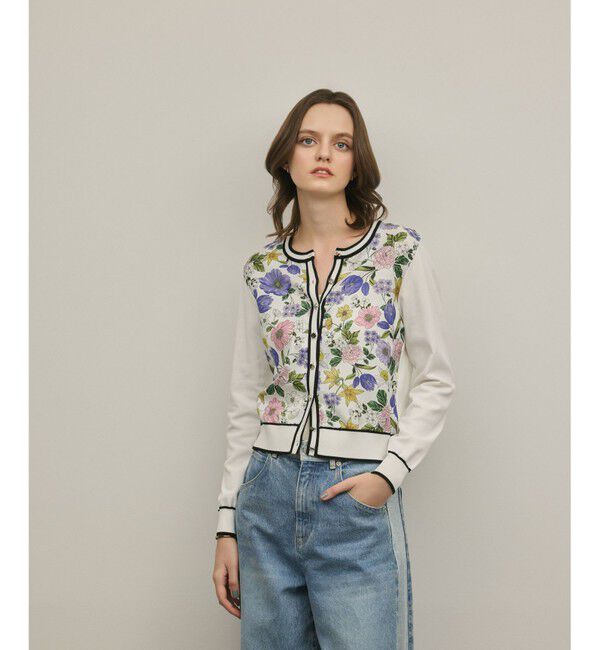 GRACE CONTINENTAL「フラワープリントニットカーディガン」|カーディガン|