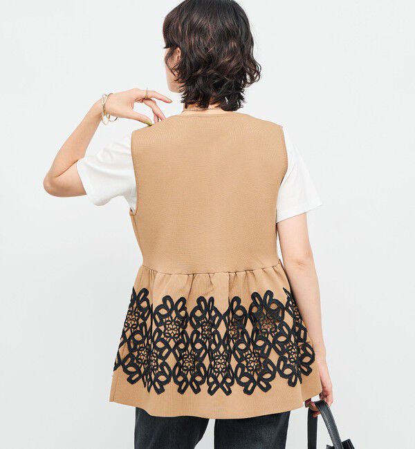 NOLLEY'S「レース付きペプラムベスト」|ベスト・ジレ|