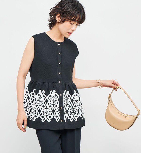NOLLEY'S「レース付きペプラムベスト」|ベスト・ジレ|