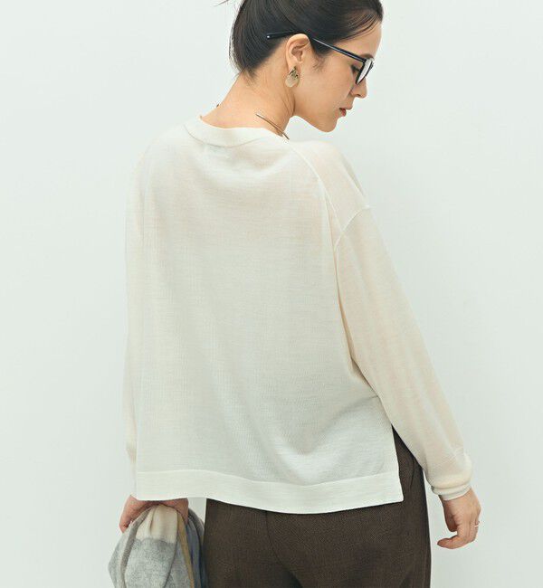 NOLLEY'S「《手洗い可能》《アンサンブル対応》18G天竺ゆったりVネックカーディガン」|カーディガン|