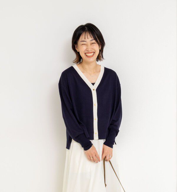 NOLLEY'S「《手洗い可能》《アンサンブル対応》18G天竺ゆったりVネックカーディガン」|カーディガン|