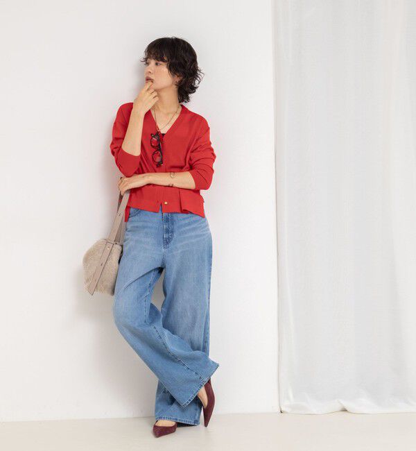 NOLLEY'S「《手洗い可能》《アンサンブル対応》18G天竺ゆったりVネックカーディガン」|カーディガン|