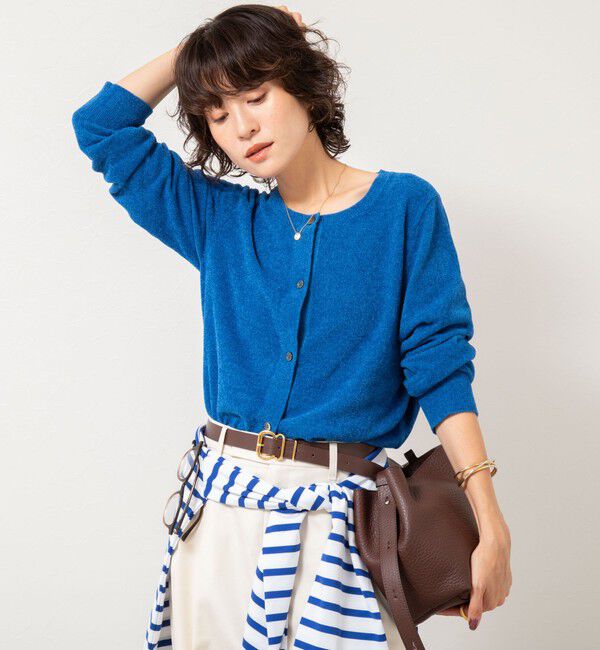 Rie Miller「《手洗い可能》《アンサンブル対応》モールヤーンクルーネックカーディガン」|カーディガン|